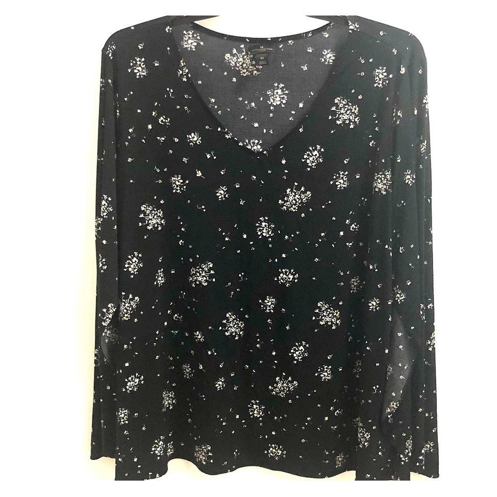 Worthington 3X black floral top, size 3X